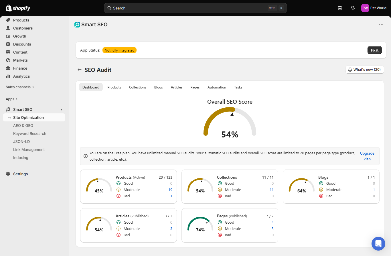 Pet World — SEO Audit & Search Recovery — The Work